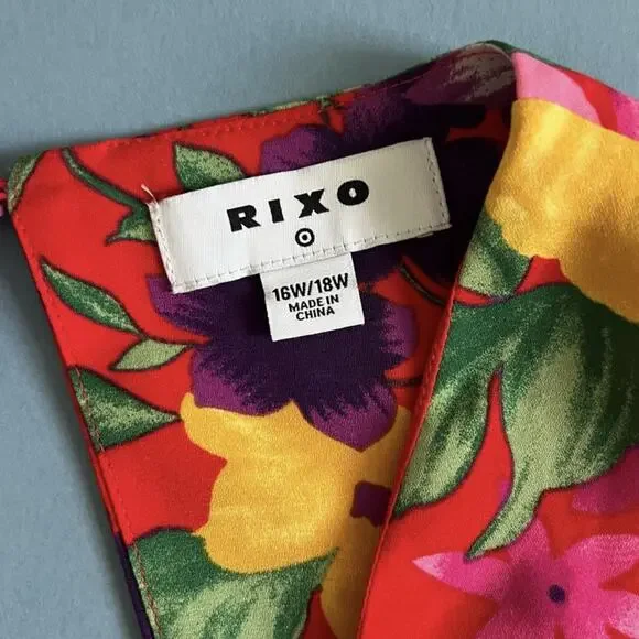 RIXO x Target Red Floral Open Back Cascade Ruffle Long Sleeve Midi Dress - Picture 6 of 7